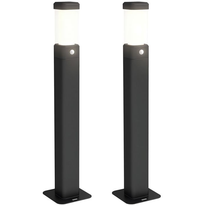 Lot de 2 lampes d'extérieur Outsunny bornes lumineuse LED, Etanche IP65, Lanterne pour les chemins et les allées - noir