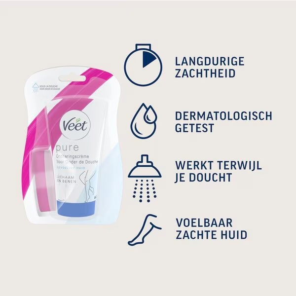 Veet крема за уклањање длачица под тушем за осетљиву кожу 150 мл