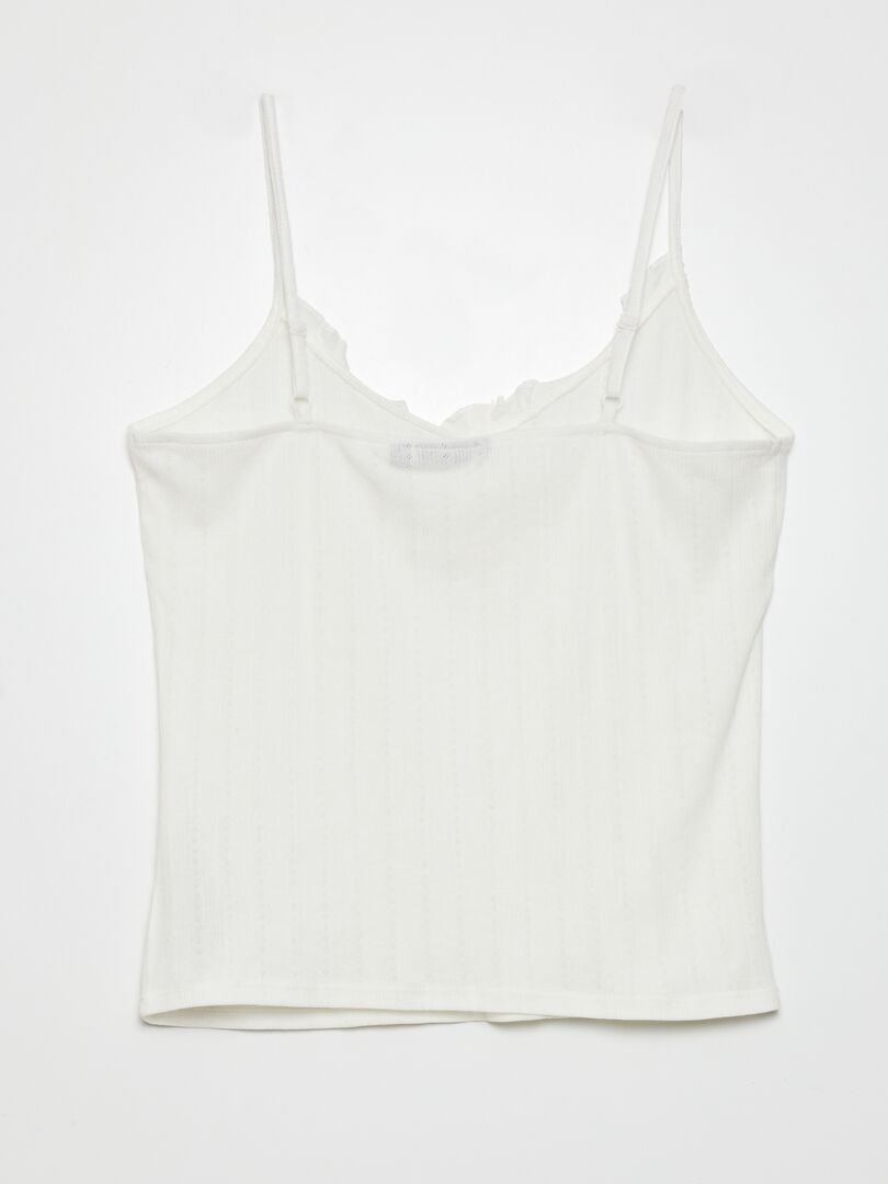 Top de pijama de punto calado - BLANCO