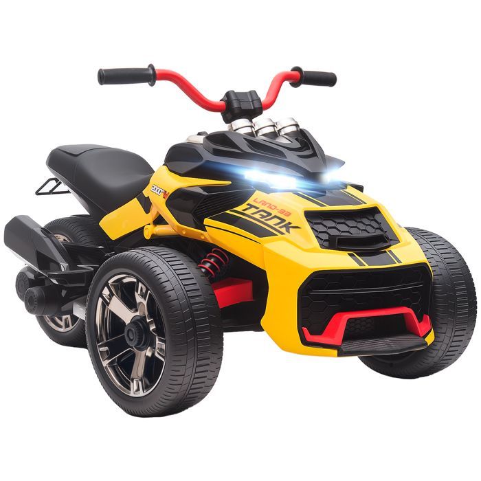 Quad eléctrico infantil - Coche eléctrico para niños - AIYAPLAY - 12V, 3 ruedas, 2 motores, reproductor MP3 - 113 x 74 x 63 cm - Amarillo