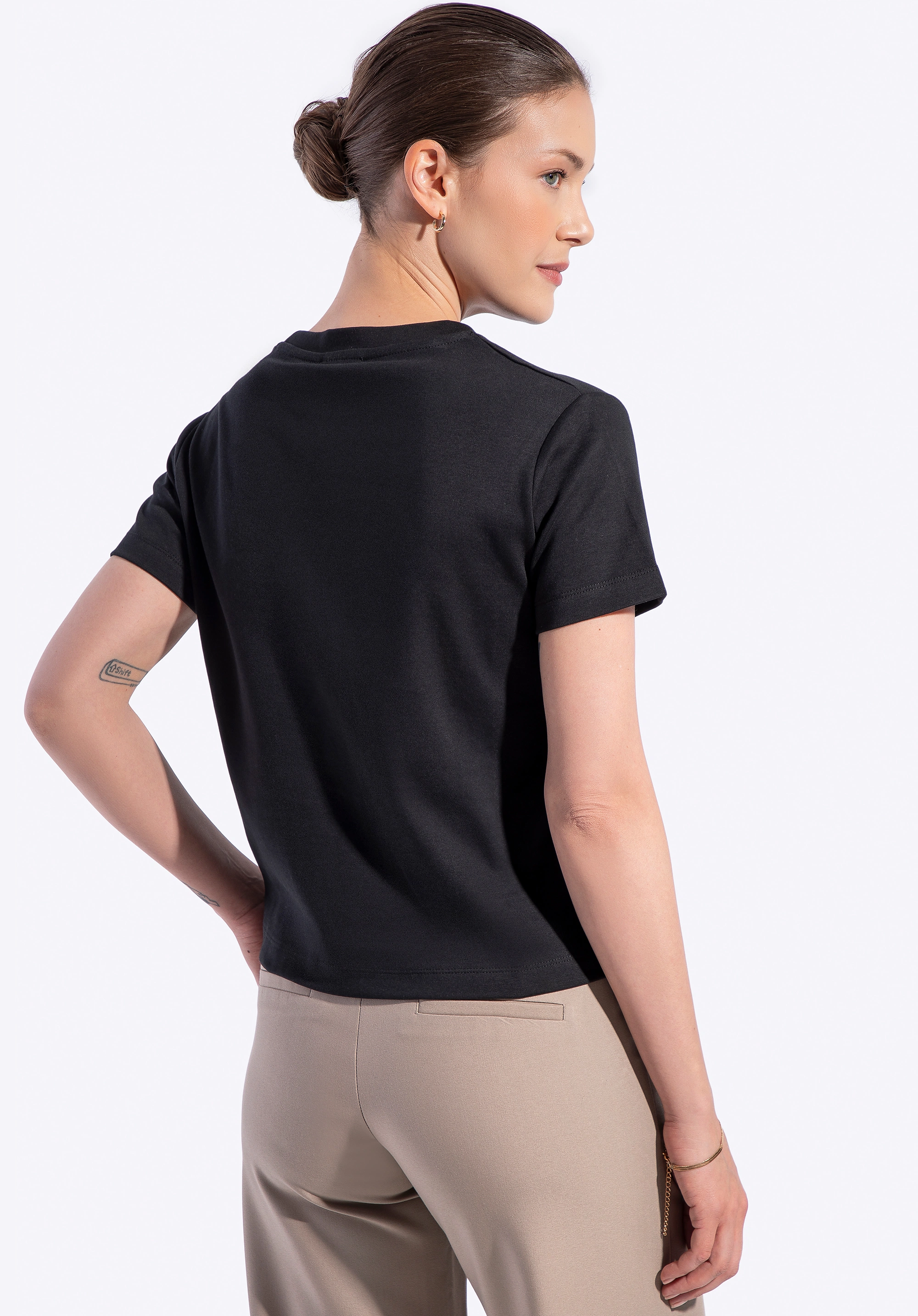 T-shirt damski z bawełny czarny