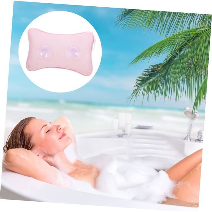 Cuscino da bagno gonfiabile in rete, accessorio spa per il supporto della testa e il relax.
