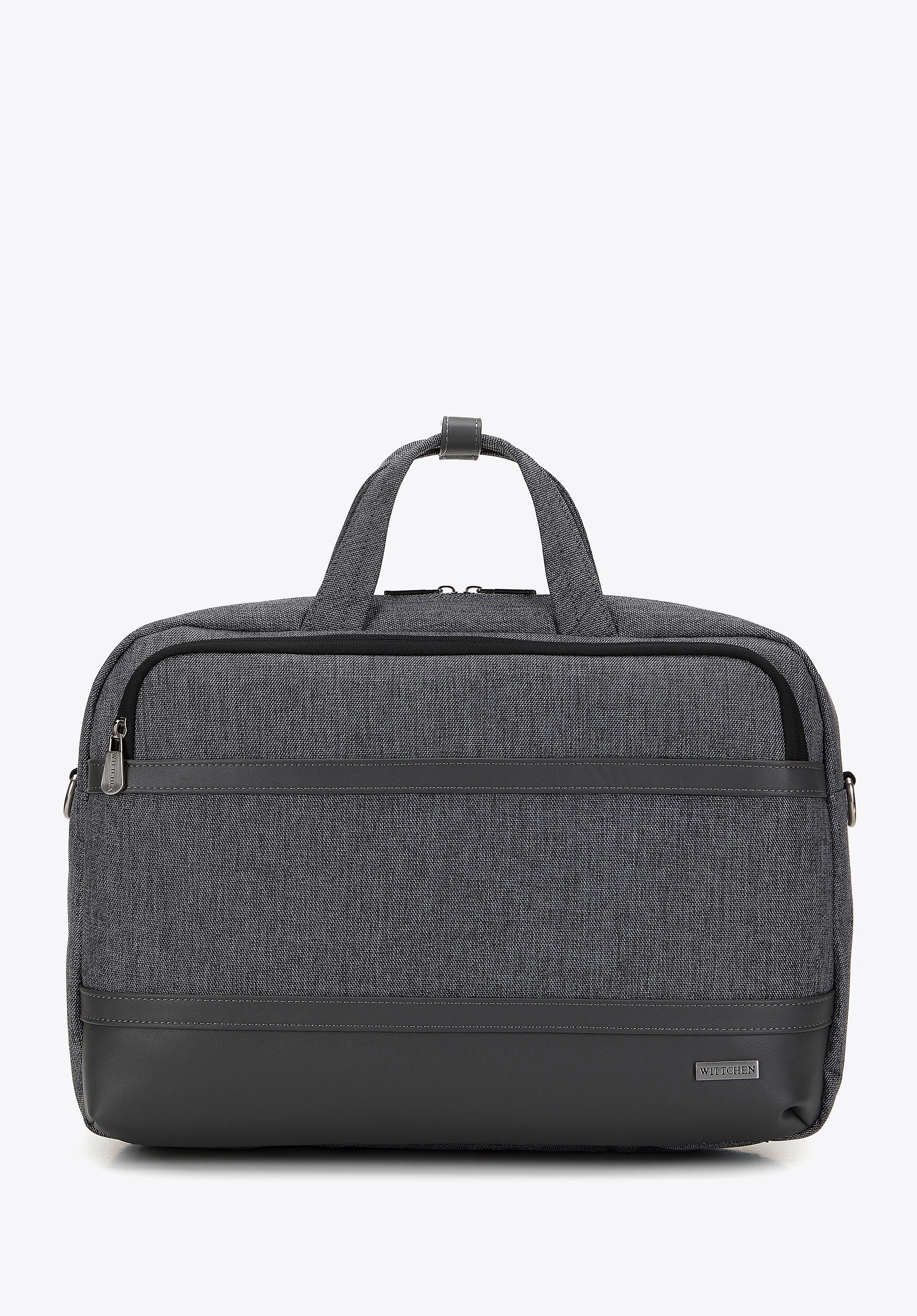 Męska torba na laptopa 15,6” z lamówką z ekoskóry szara