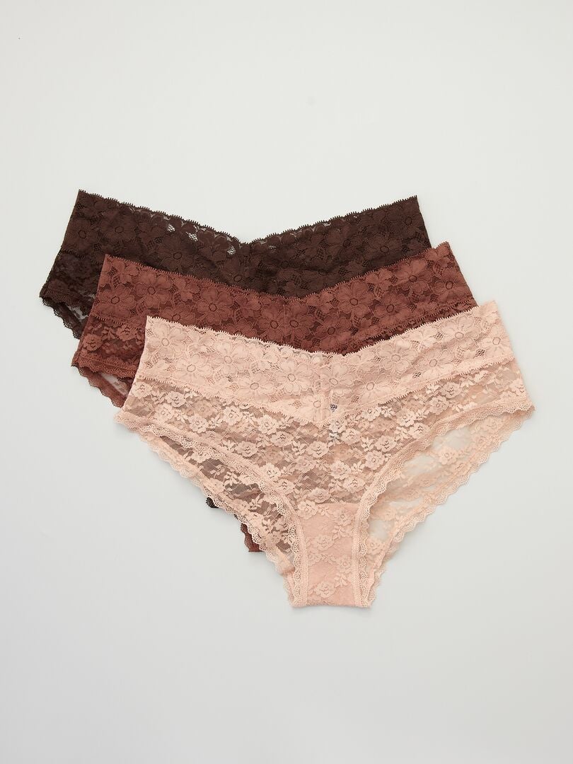 Conjunto de 3 calcinhas de renda - ROSA