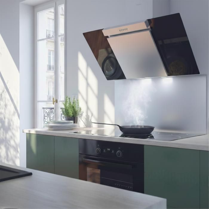 Stainless steel kitchen backsplash/range hood backsplash - W 60 x H 50 cm