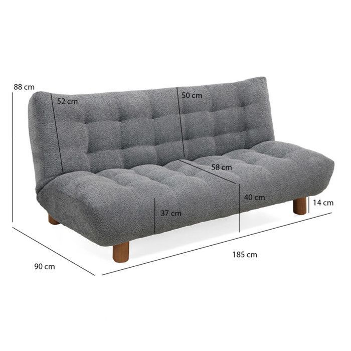 Sofá cama convertible tapizado en tejido bouclé gris - VALENTIN Meubletmoi