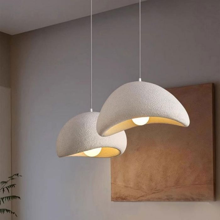 Lámpara colgante moderna y creativa WOTTES, color blanco, diseño vintage de metal, bombilla E27, 1 unidad, Ø20cm, para salón y comedor.