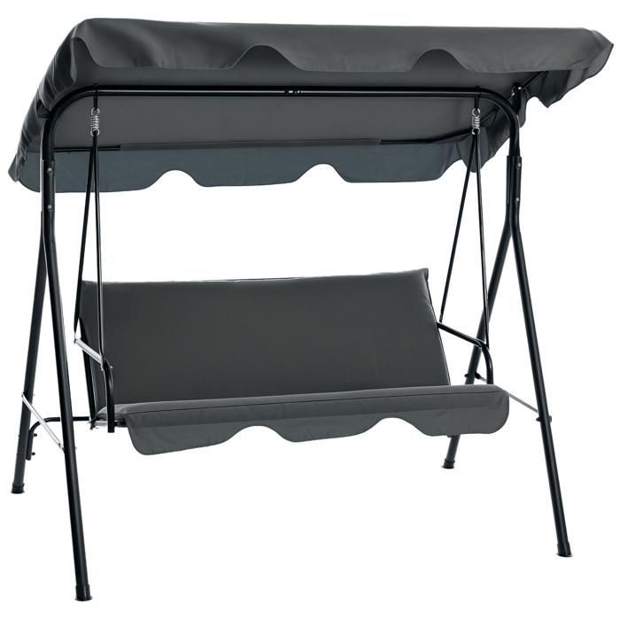 Outsunny - Balancelle de jardin - Métal - 172x110x153cm - Gris