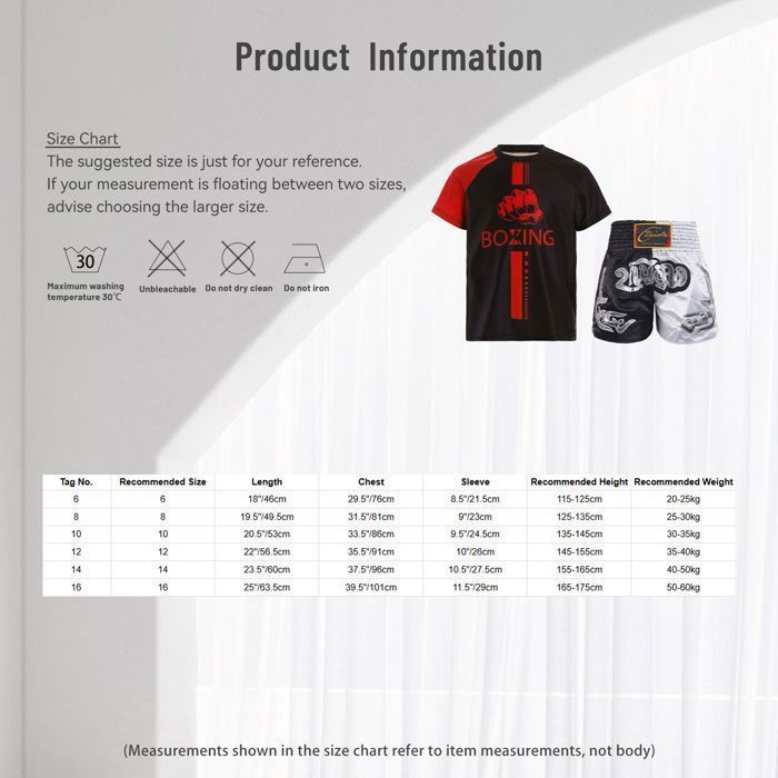 zdhoor Boys' Boxing Shorts - with T-Shirt - Kickboxing Shorts - Combat Sports Shorts - Muay Thai MMA Shorts - Ages 5-16