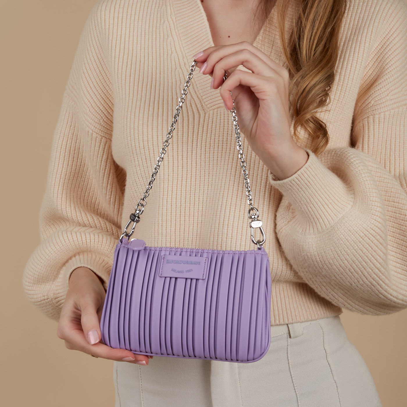 Emporio Armani axelväska, lila - konstläder - violett