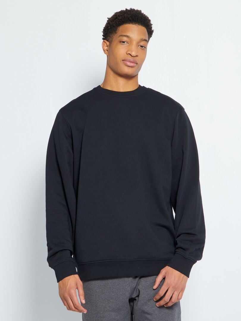 Effen sweatshirt met ronde hals +190 cm - Zwart