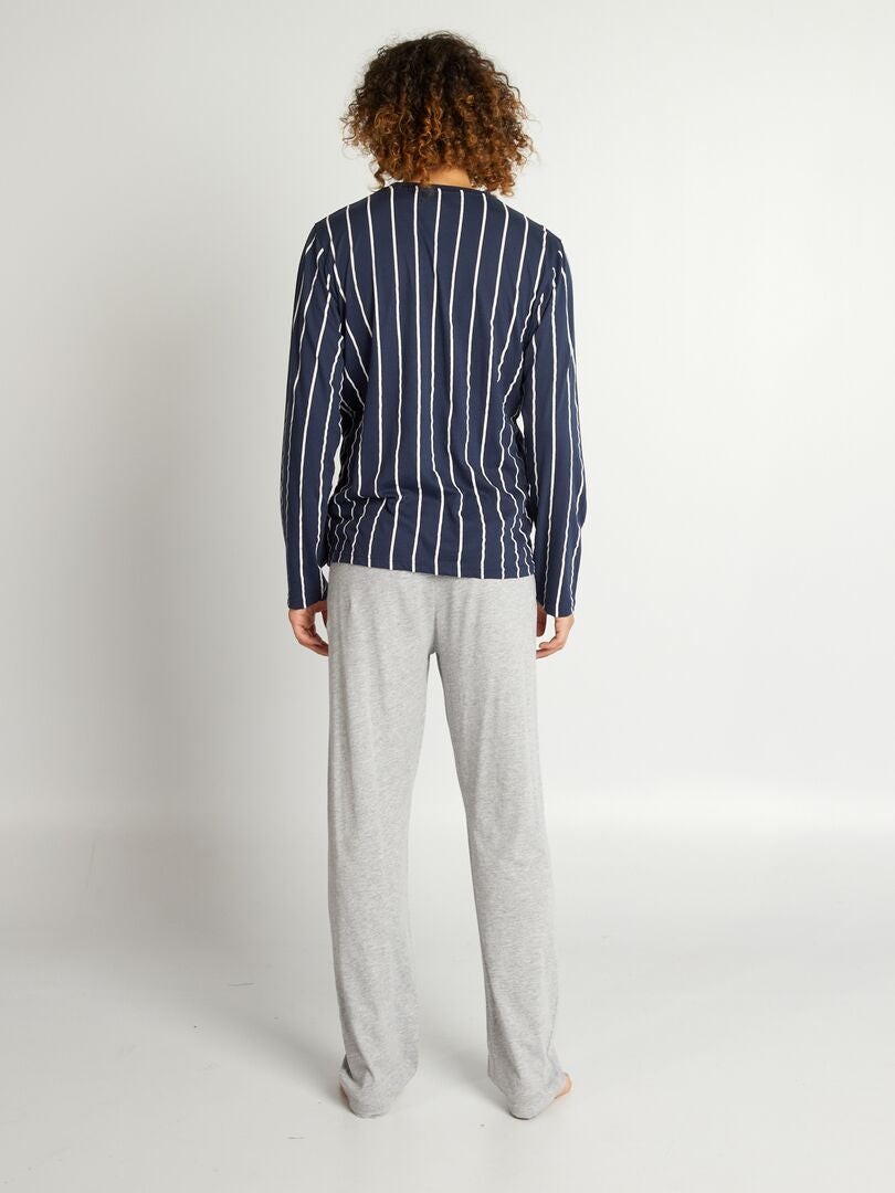 Pyjama van jersey in sportkledingstijl - 2-delig - grijs/blauw