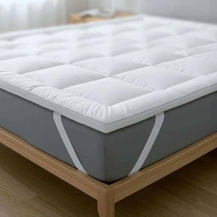The White Stone Surmatelas 180 x 200 cm | Rembourrage 800 g/m² en Billes de Ouate avec Housse en Microfibre Respirante