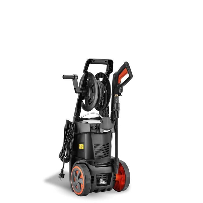 Hidrolimpiadora de alta presión FUXTEC FX-HDRP2500, 2500 W, 195 bar, 7,8 l/min, 468 l/h, carrete de manguera, depósito de limpieza