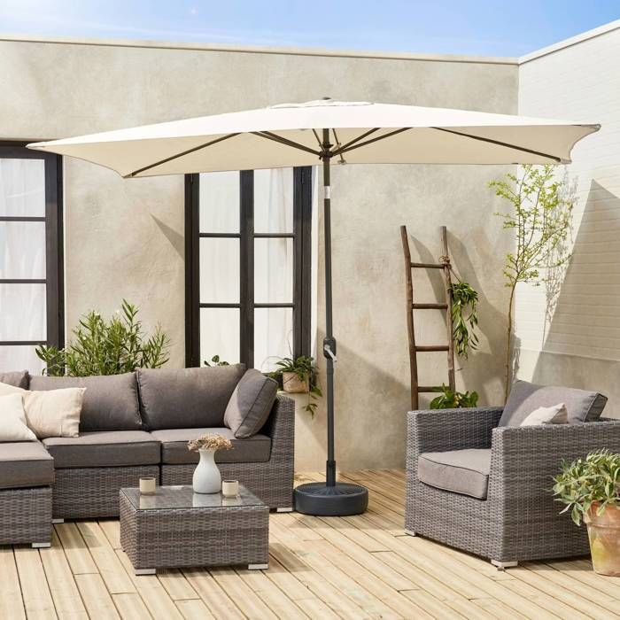 Rechthoekige parasol 2x3m - Touquet Sand - verstelbare aluminium middenpaal en openingsmechanisme
