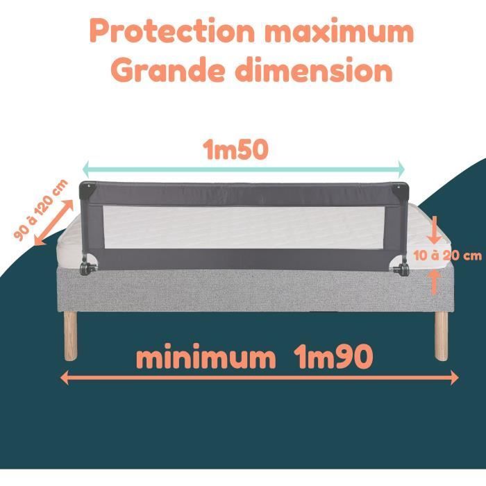 Grade de proteção para cama - LOOPING - BL5003G - Dobrável - Cinza