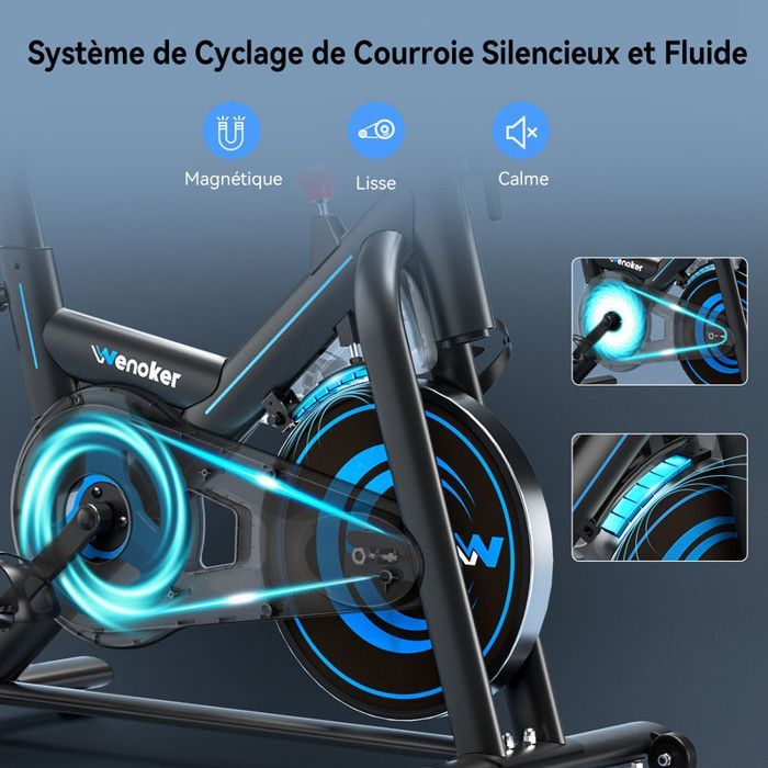 Wenoker Exercise Bike with App, Indoor Bike with Silent Operation, Adjustable Magnetic Resistance, 160kg Capacity