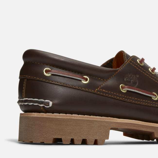Scarpa da Barca 3-Eye Lug Handsewn da Uomo in                marrone