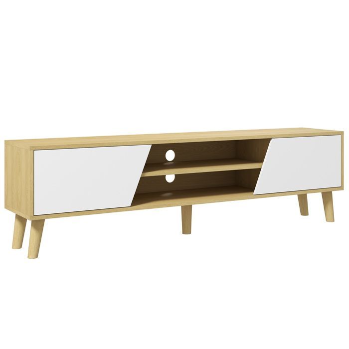 HOMCOM - Soporte para TV - Tablero de partículas - 150x30x42cm - Madera natural