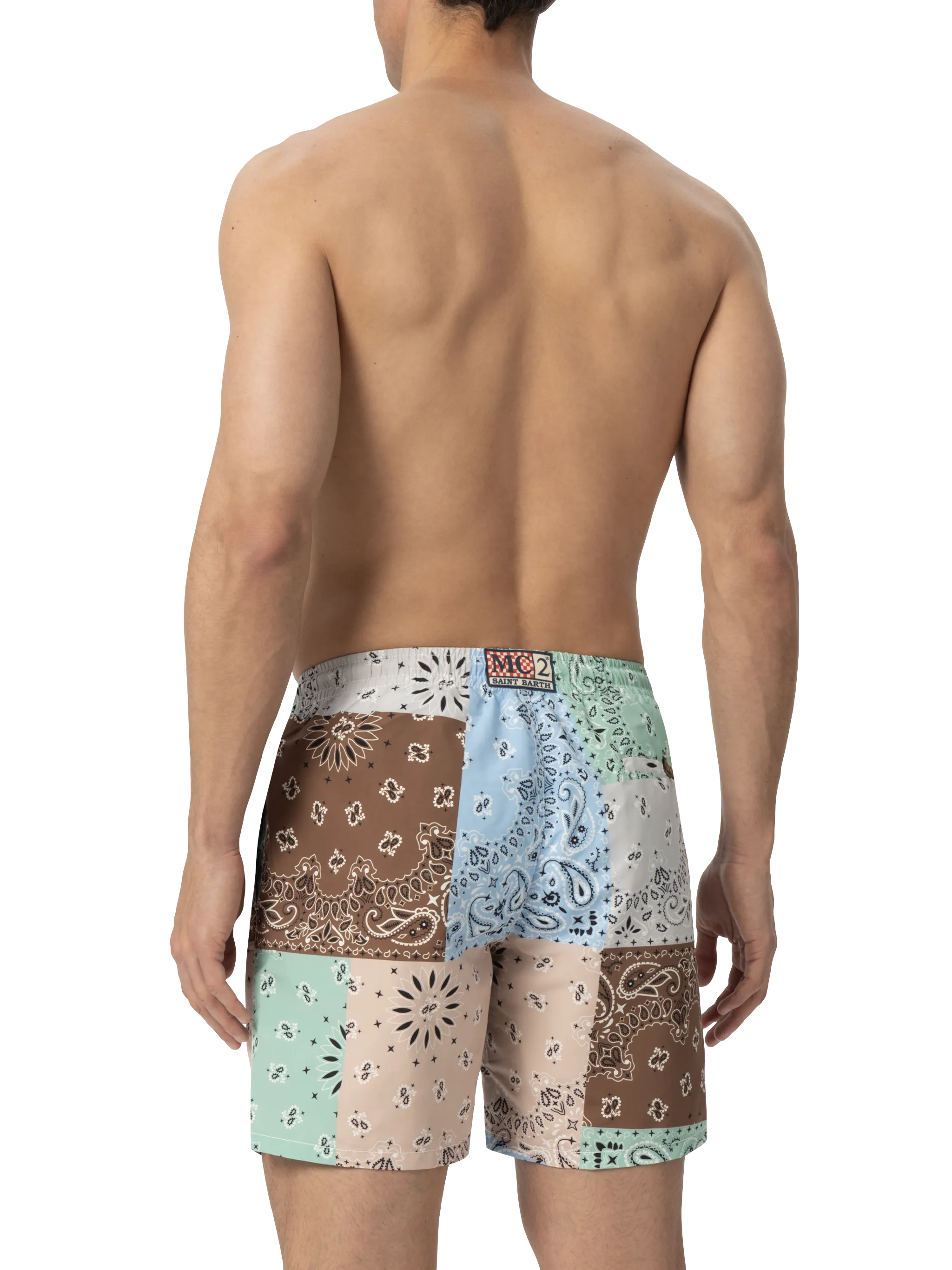 Costume mare lunghezza media Caprese con stampa bandana patch