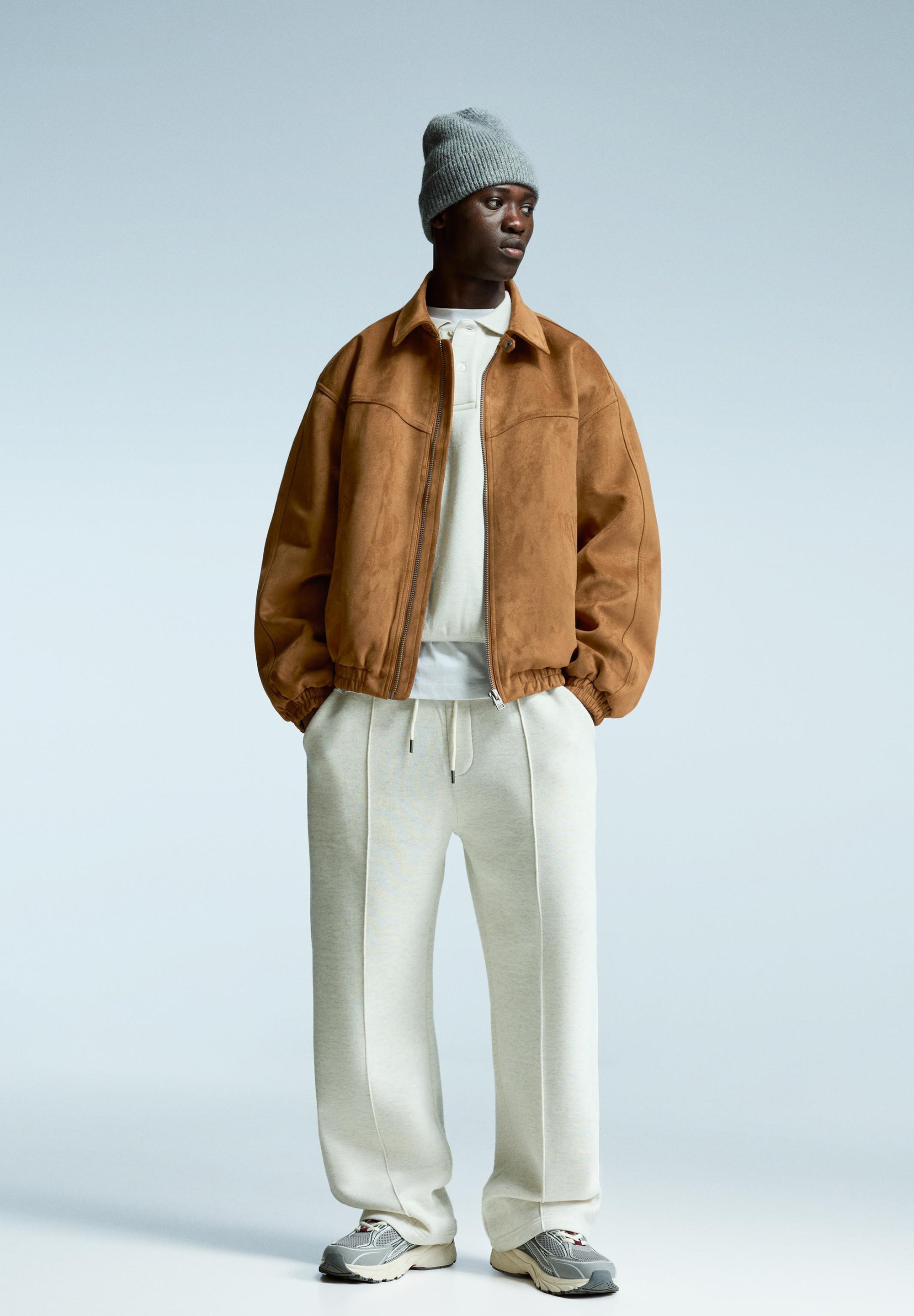 Bershka kunstleren jas - zand