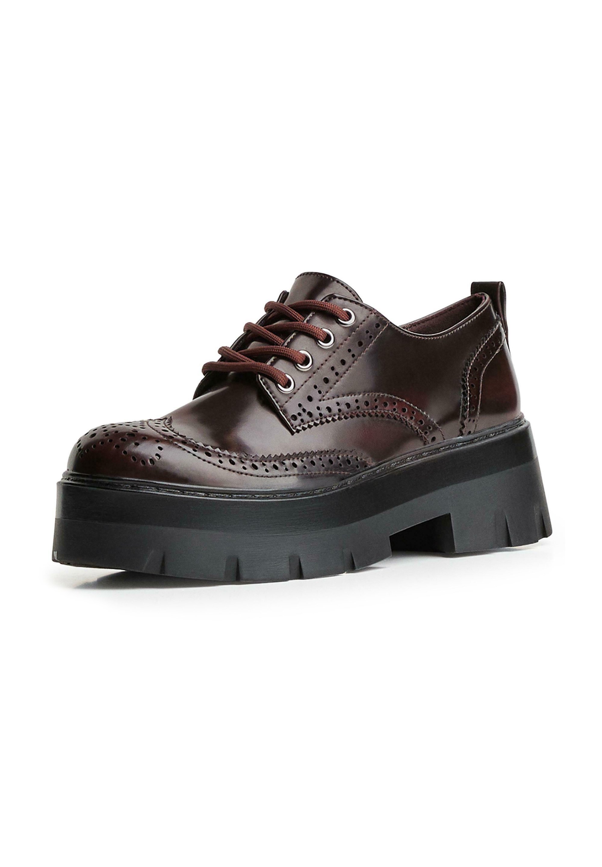 Bershka CHUNKY - DERBY - Veterschoenen - donkerbruin