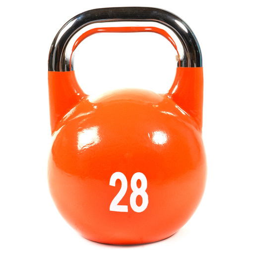  Wettkampfhantel aus Gusseisen mit aufgemaltem Logo, 28 kg