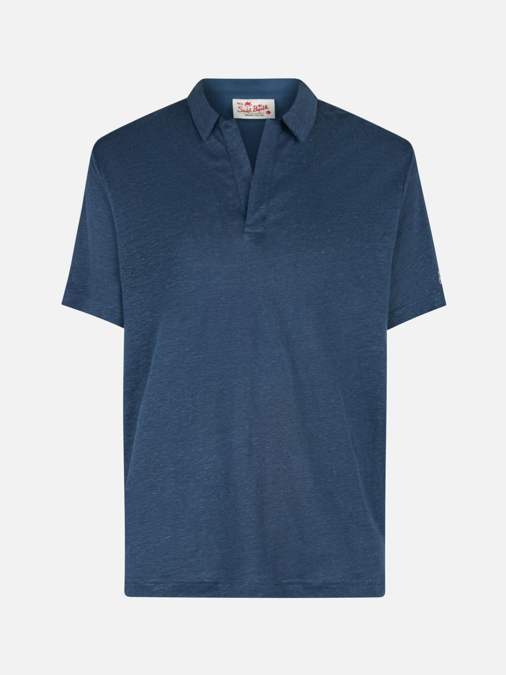 Fraser marineblauwe linnen polo zonder knoopjes