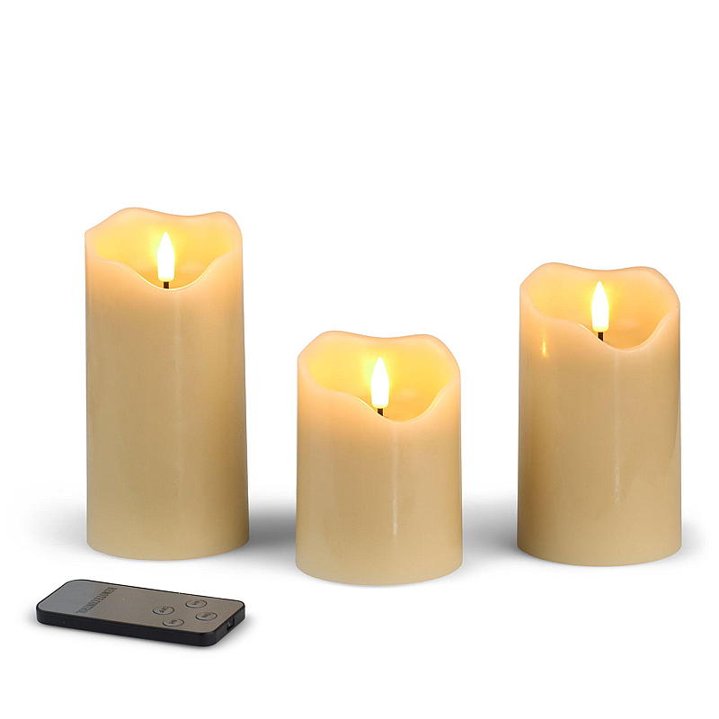 Vie Selected Cube-lampa 3 st LED med fjärrkontroll beige vax