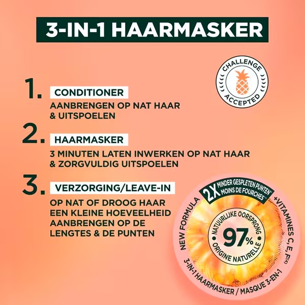 Garnier Fructis ananasų plaukų kaukė 3 viename, 400 ml