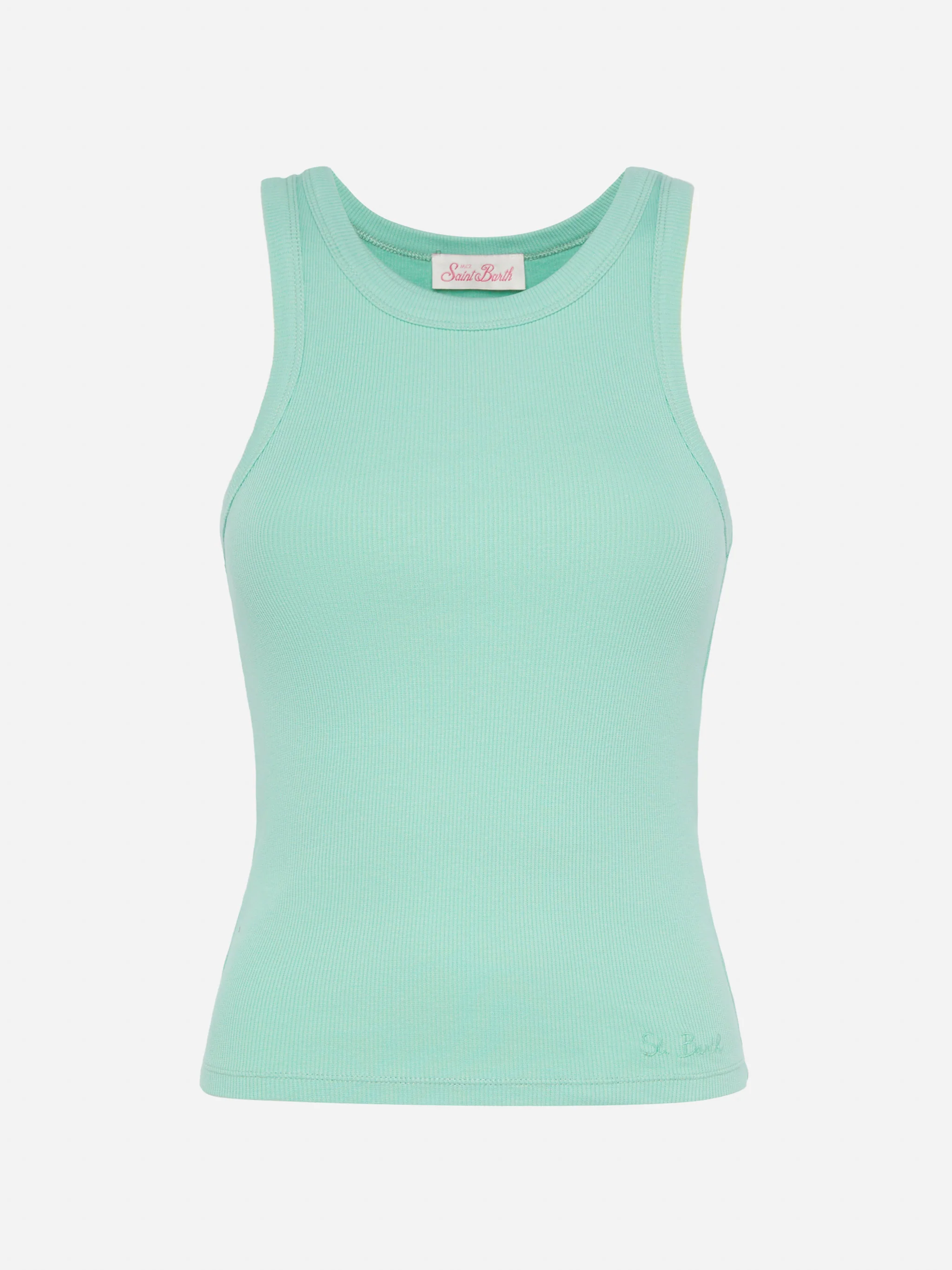 Ada saliegroene geribbelde katoenen tanktop