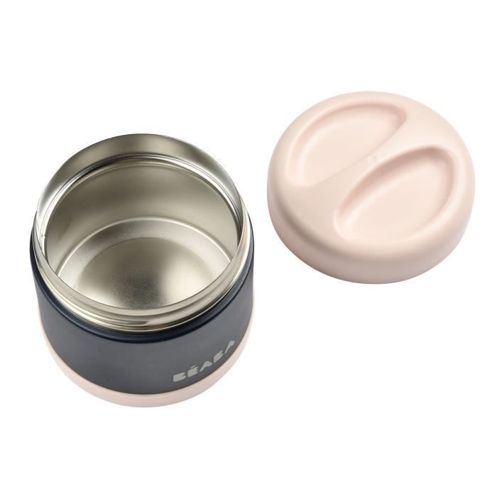 Recipiente térmico de acero inoxidable Béaba Portion para almacenar alimentos, color azul y rosa, 500 ml.