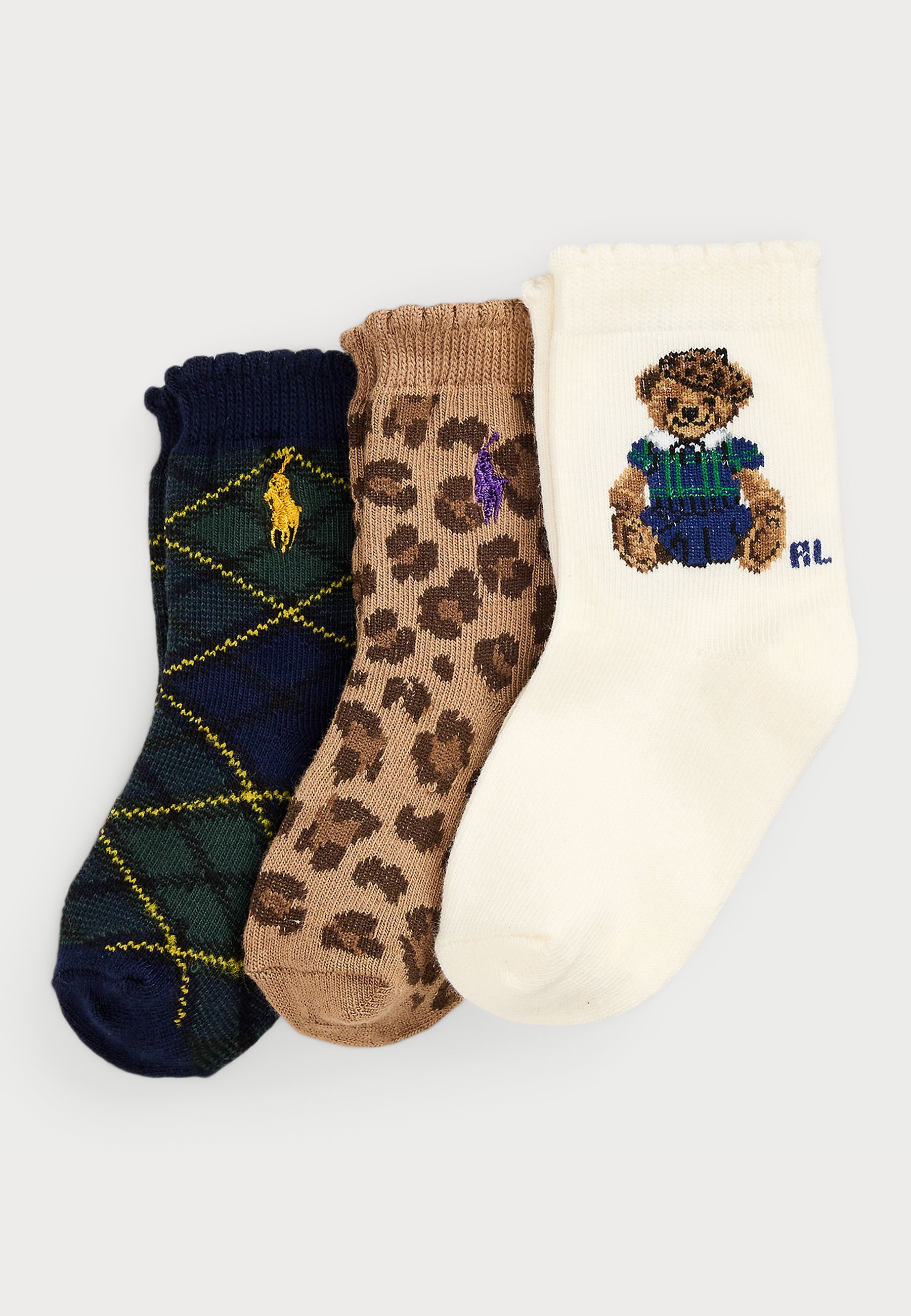 Polo Ralph Lauren POLO BEAR CREW SOKKEN 3-PACK UNISEX - Sokken - ivoor/marineblauw/beige