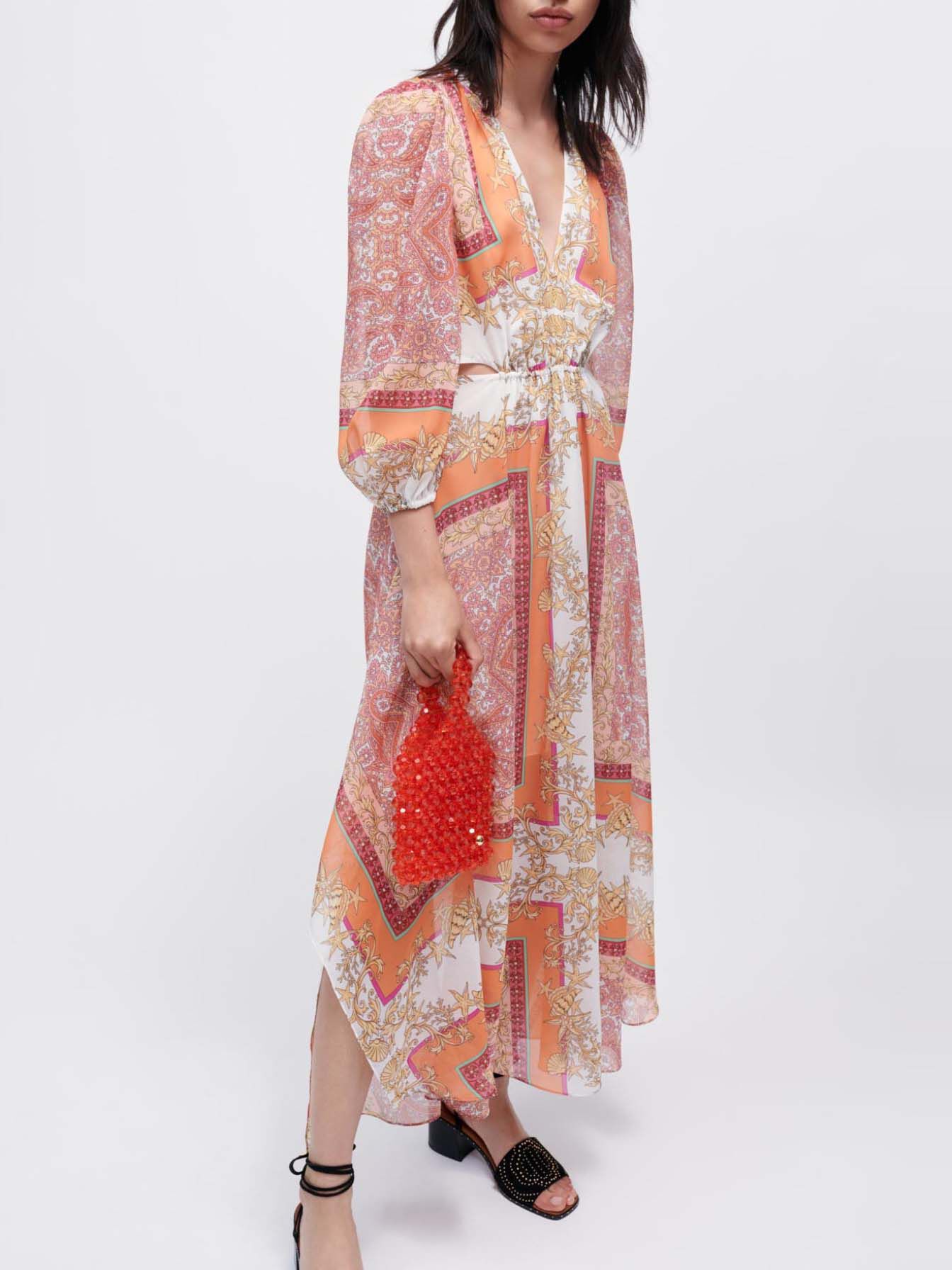 Bedrukte mousseline jurk - Foulard Coquillage