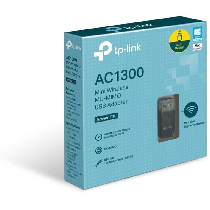 Adattatore WiFi potente TP-Link AC1300 Mbps, adattatore WiFi USB, dongle WiFi, USB 3.0, MU-MIMO, Archer T3U
