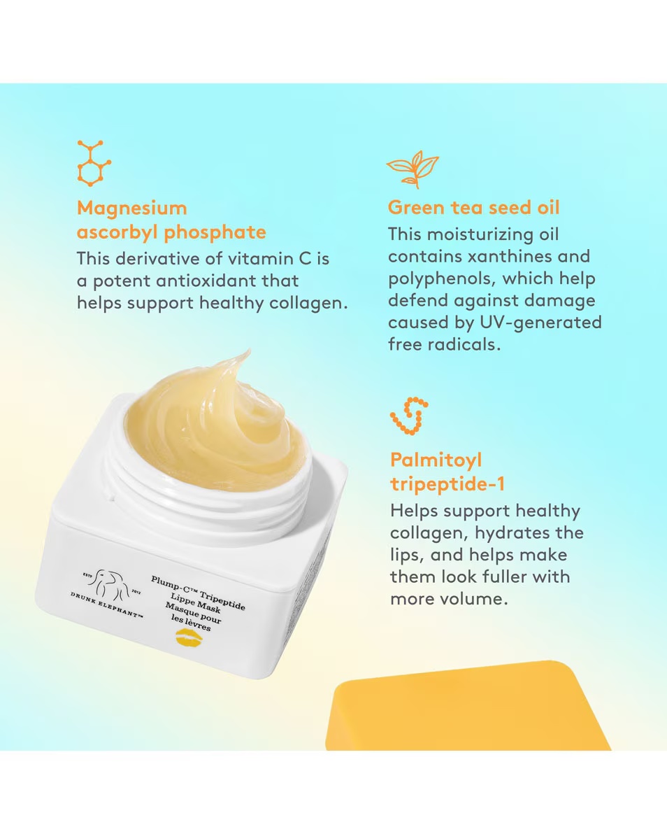 Mască DRUNK ELEPHANT Mască de buze cu tripeptide Plump-C™