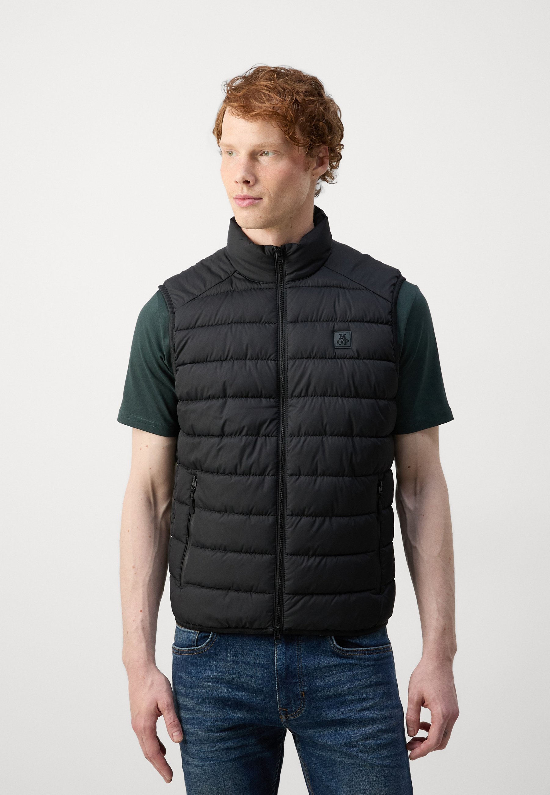 Marc O'Polo Vest Normale Pasvorm Opstaande Kraag Ritssluiting - Gilet - zwart