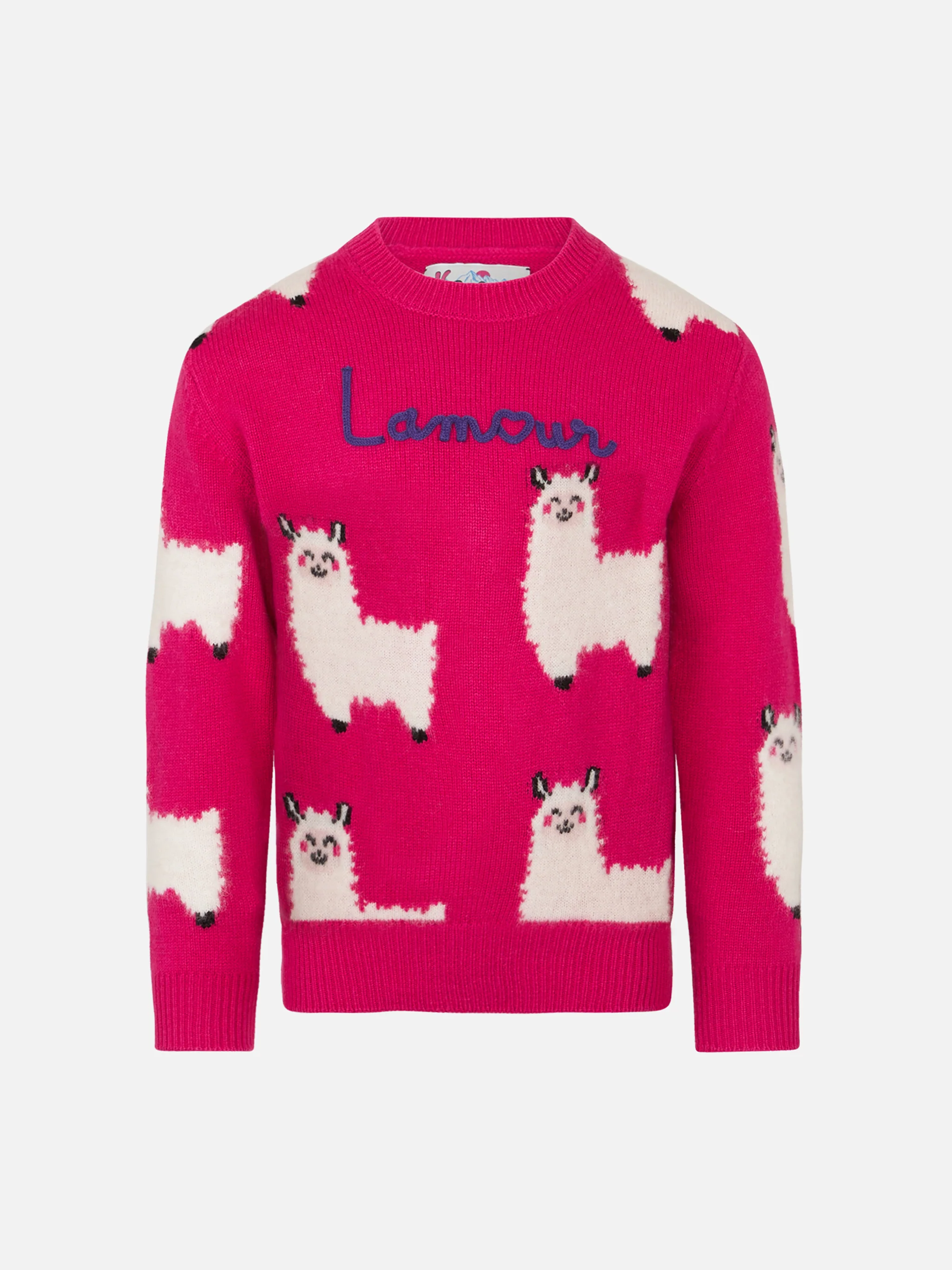Trui met ronde hals voor meisjes met borduursel L'Am<3ur
