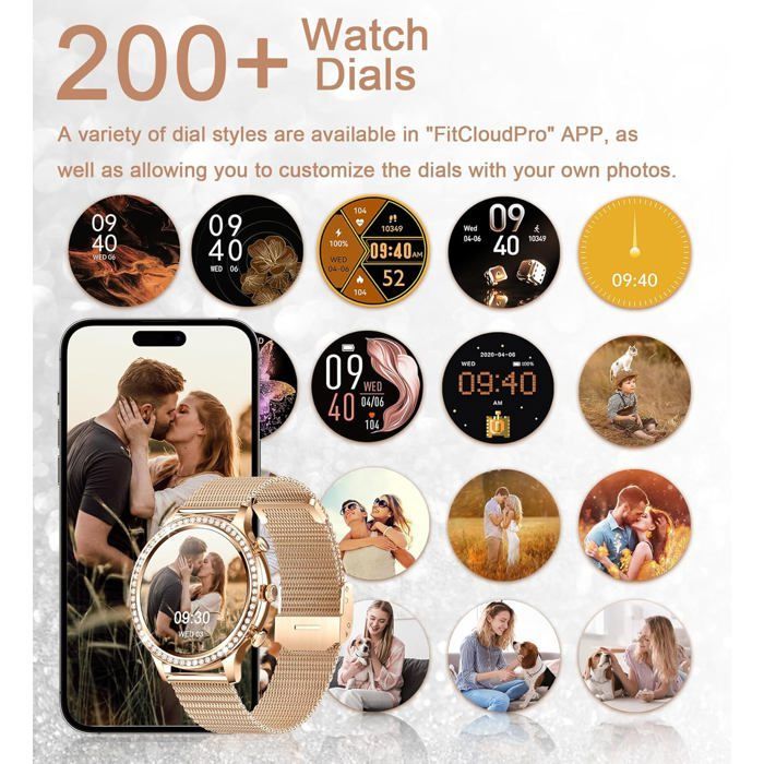 Round Women's Smartwatch with Bluetooth Calling, IP67 Smartwatch with Feminine Function, Heart Rate Monitor, Sleep Monitor [S464]