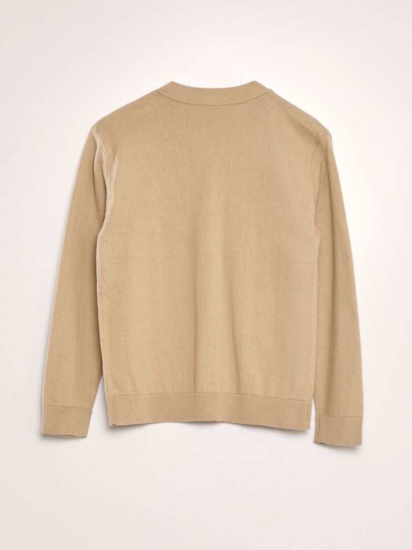 Vest met V-hals - BEIGE