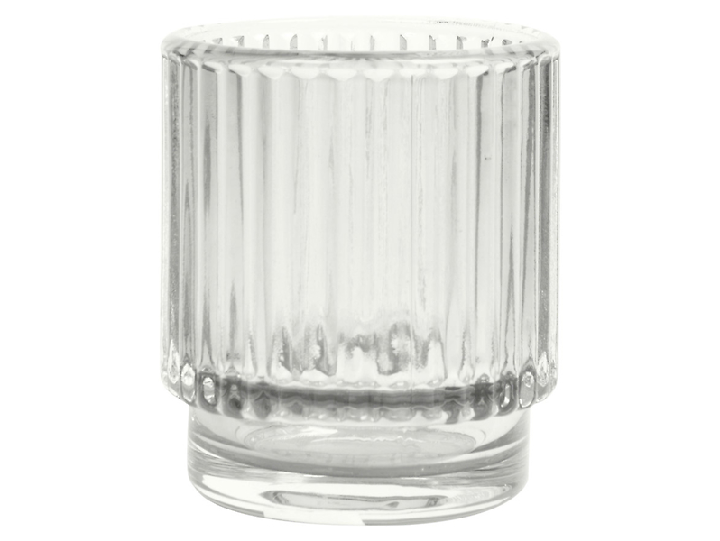 Świecznik szklany t-light Plisa 8 cm jasnoszary