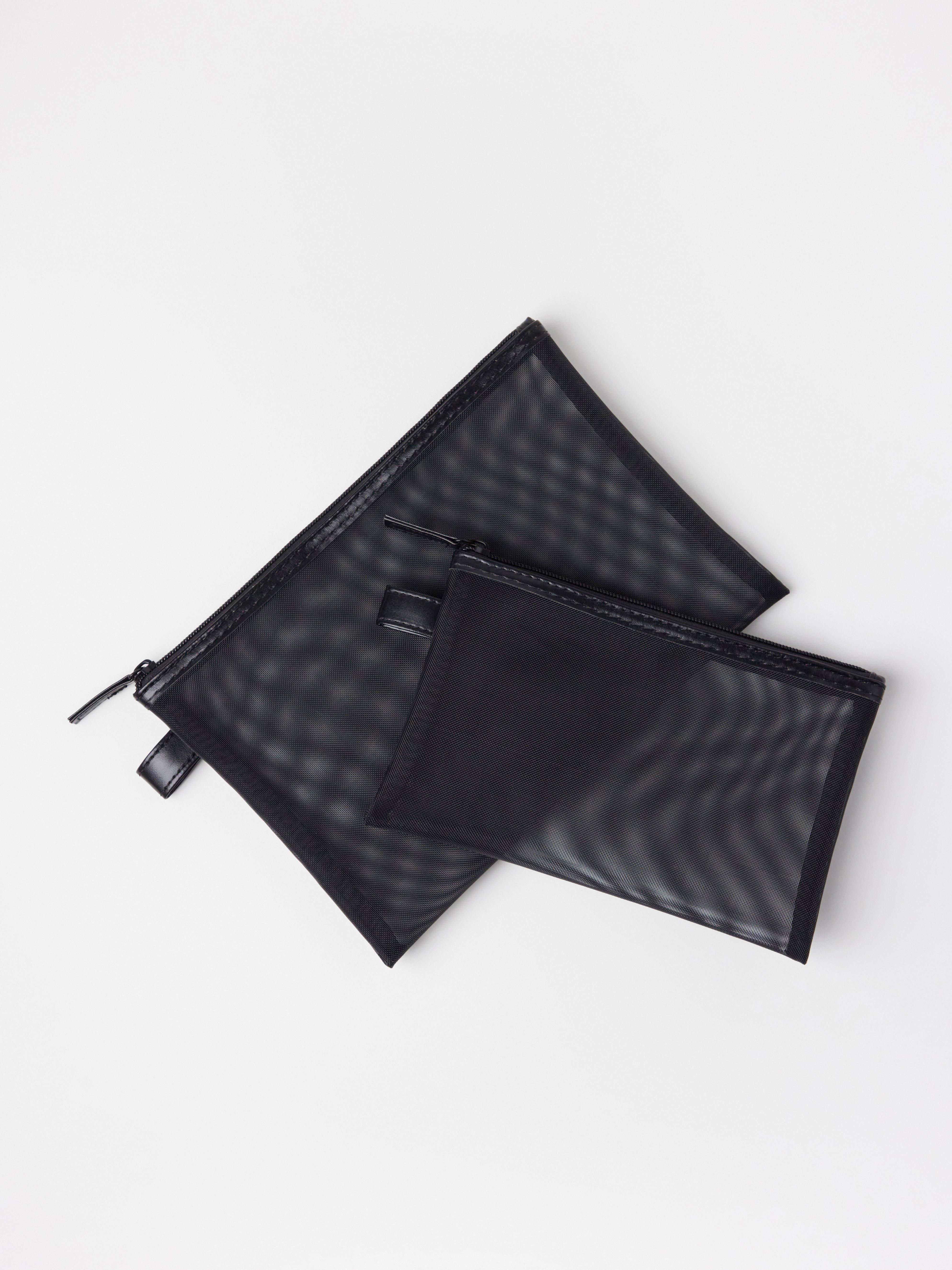 Paquete de 2 neceseres de maquillaje de malla NEGRO