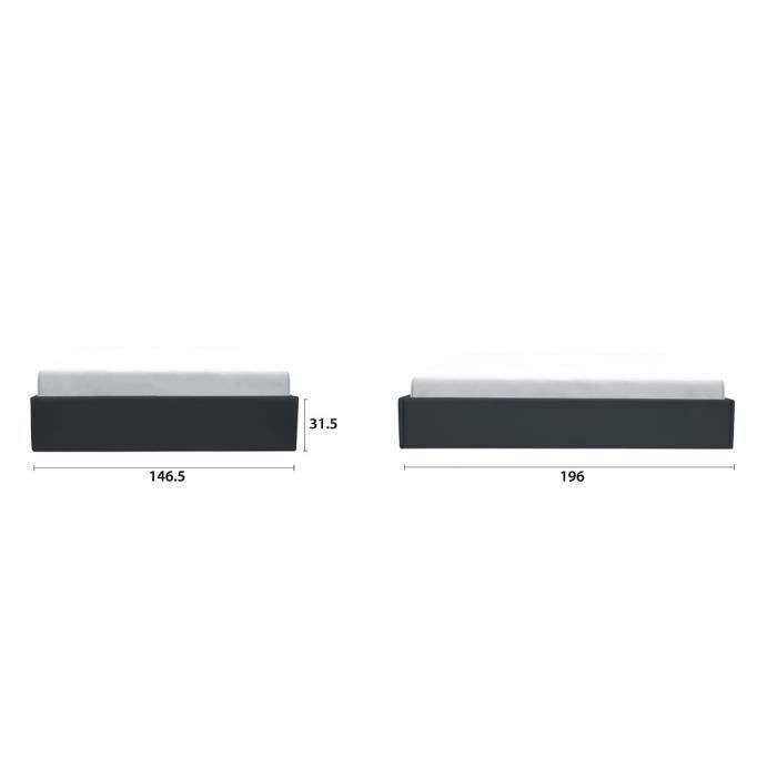 ECLIPSE Lit coffre adulte 140 x 190 cm - Simili Noir