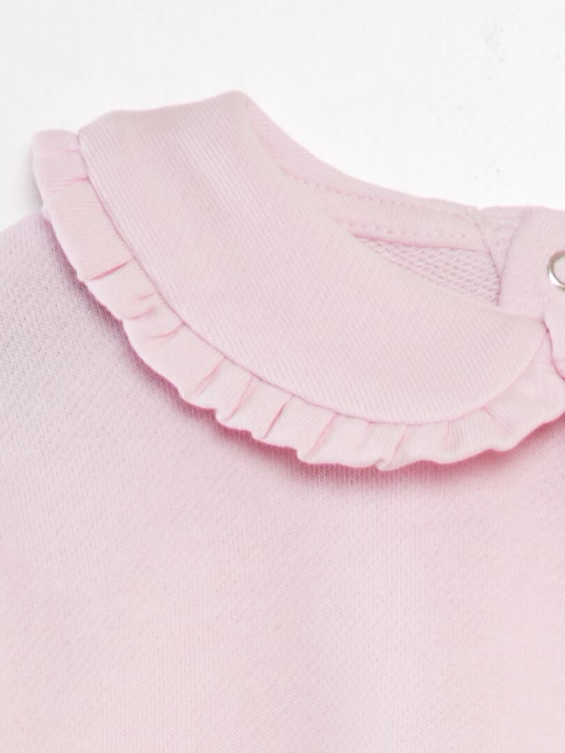 Katoenen sweatshirt met claudine kraag - ROZE