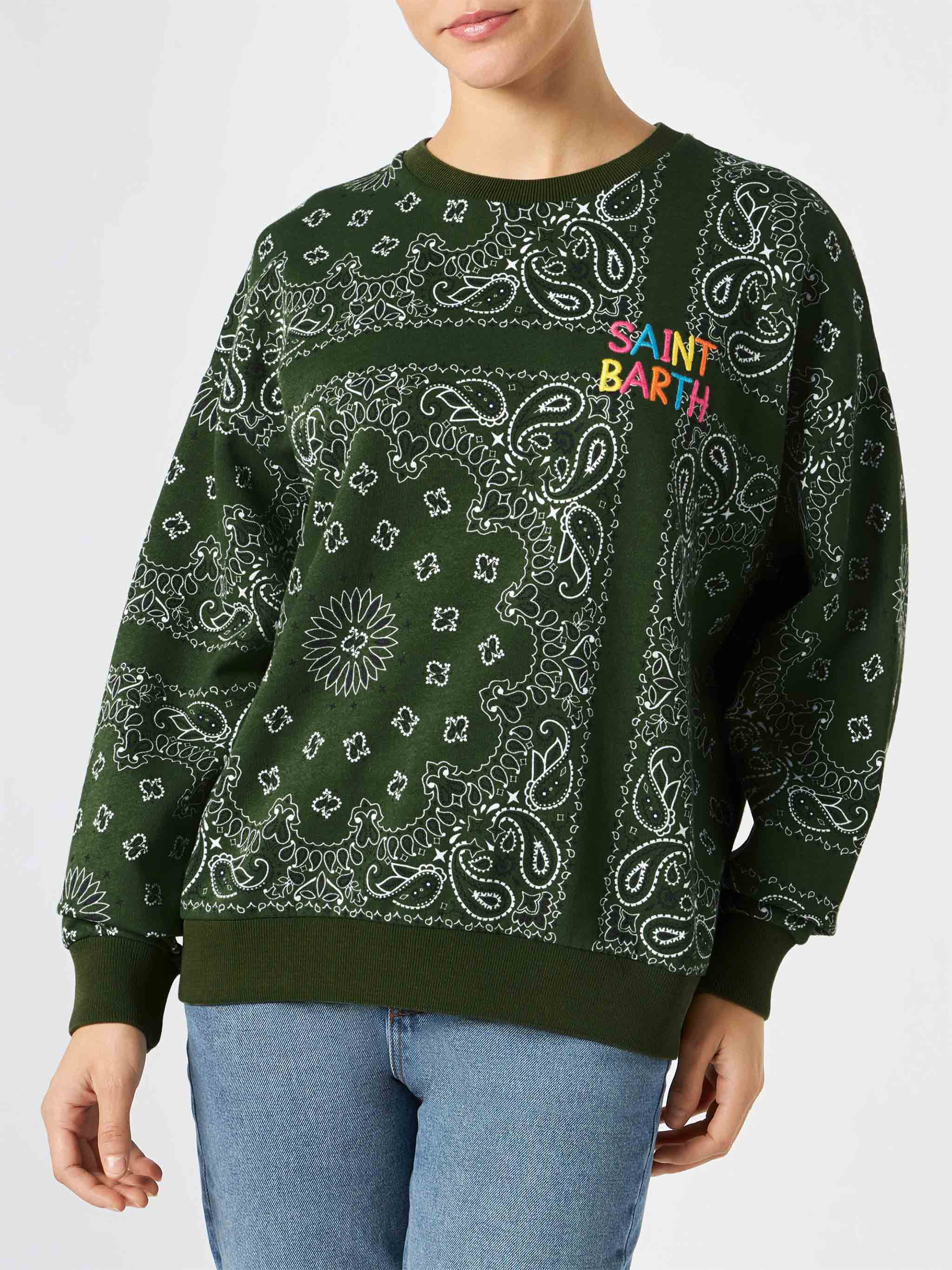Dame sweatshirt med bandana-print