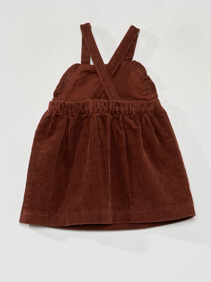 Vestido de veludo cotelê - MARROM