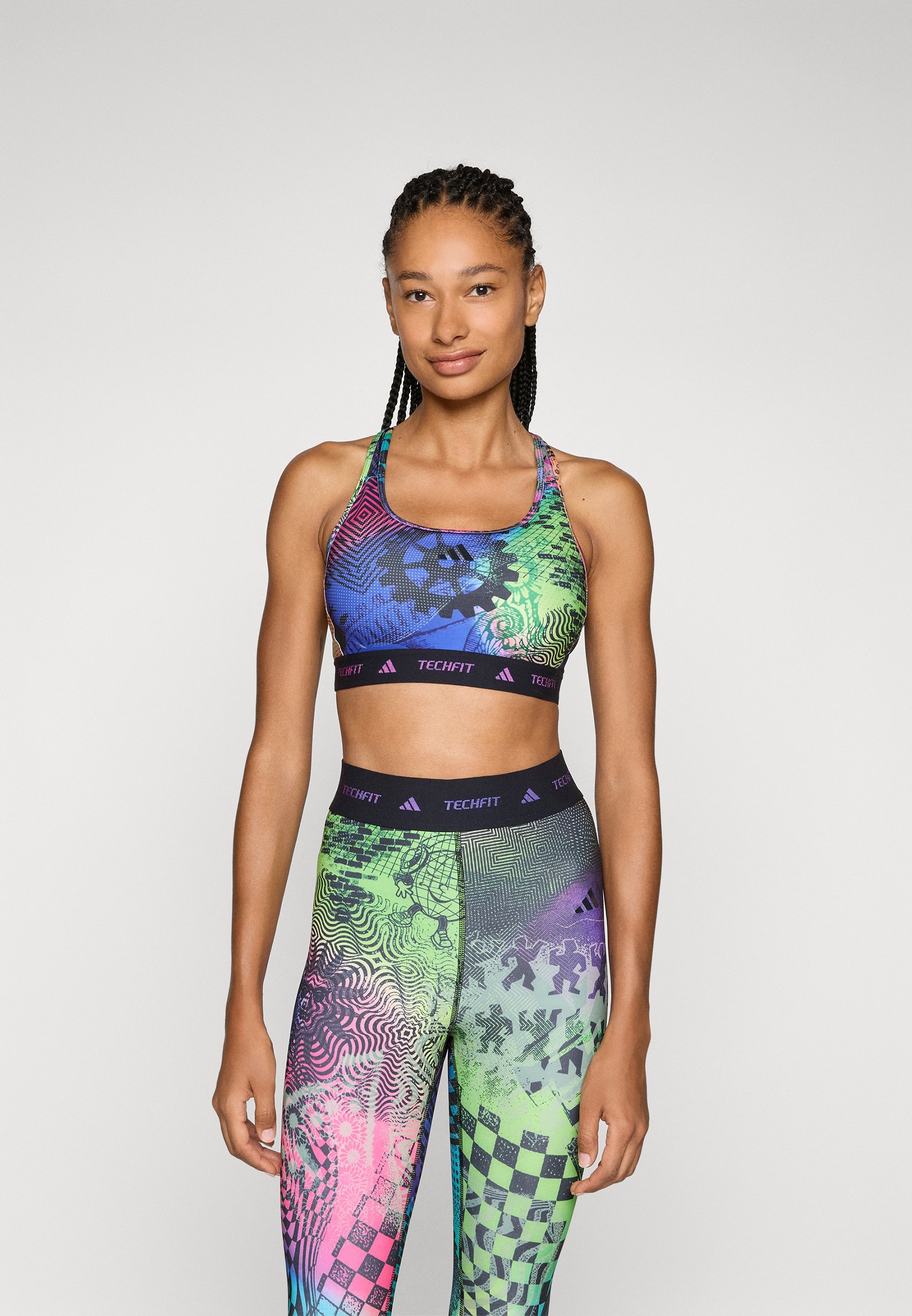 Soutien-gorge de sport adidas Performance X JEREMY SCOTT PRIDE - Maintien moyen - Jaune acide/Fuchsia semi-transparent/Violet actif