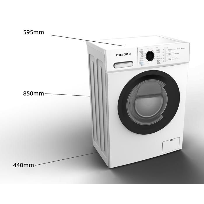 FIRST ONE FLL61000WH Front-Loading Washing Machine - 6 kg - 1000 rpm - 16 Programs - Eco - Intensive - Quick - Very Low Consumption