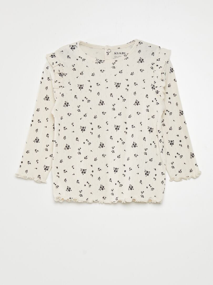 Pyjamaset met ruches - 2-delig - WIT