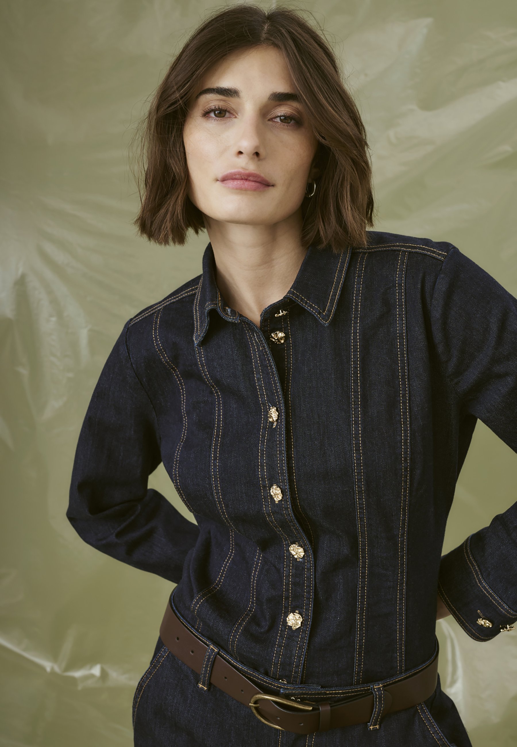 Culture CUBOBBIE DENIM - Bluzka zapinana na guziki - pranie w pralce